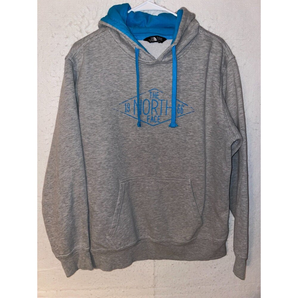 The North Face 1966 Gray Blue Hoodie Men’s L Long sleeve Fleece Sweatshirt VTG